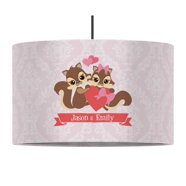 Custom Chipmunk Couple 12" Drum Pendant Lamp - Fabric (Personalized)