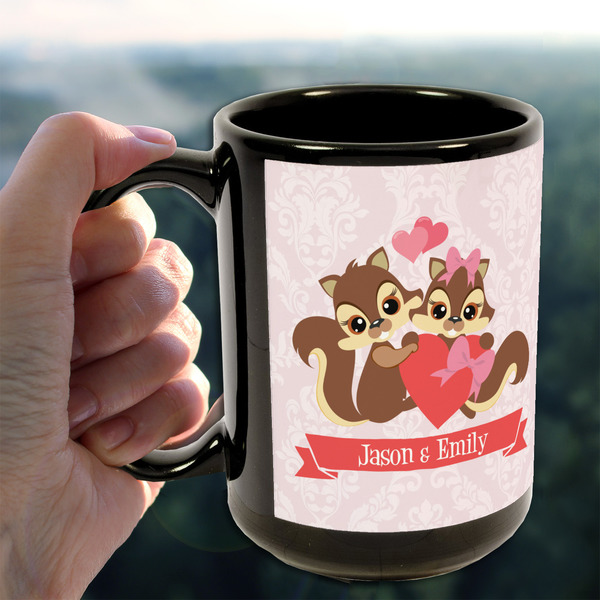 Chipmunk Couple 15oz. Black Mug - LIFESTYLE