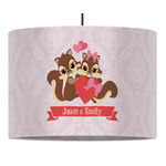 Chipmunk Couple 16" Drum Pendant Lamp - Fabric (Personalized)