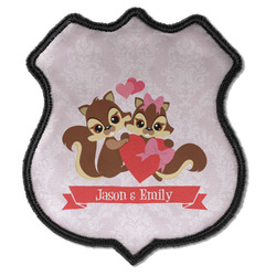 Chipmunk Couple Iron On Shield Patch C w/ Couple's Names
