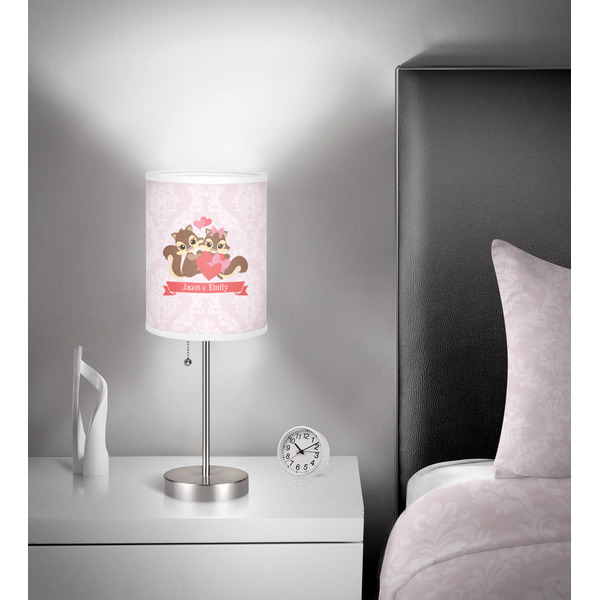 Chipmunk Couple 7 inch drum lamp shade - in room