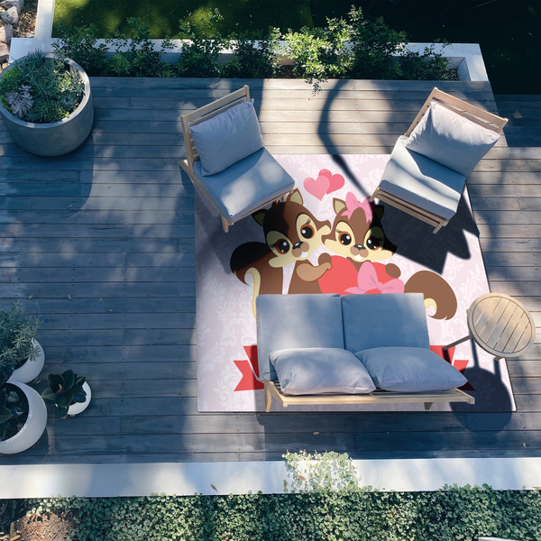 Chipmunk Couple 8'x10' Patio Rug - In context