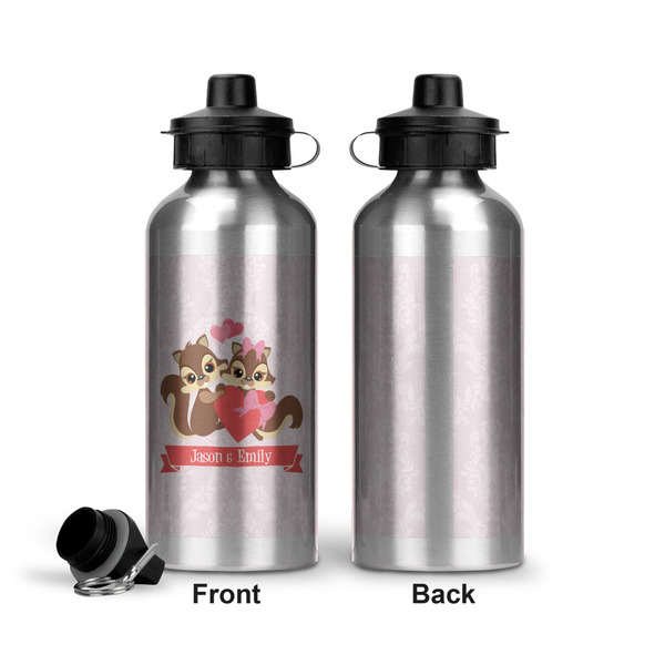 Chipmunk Couple Aluminum Water Bottle - Front and Back