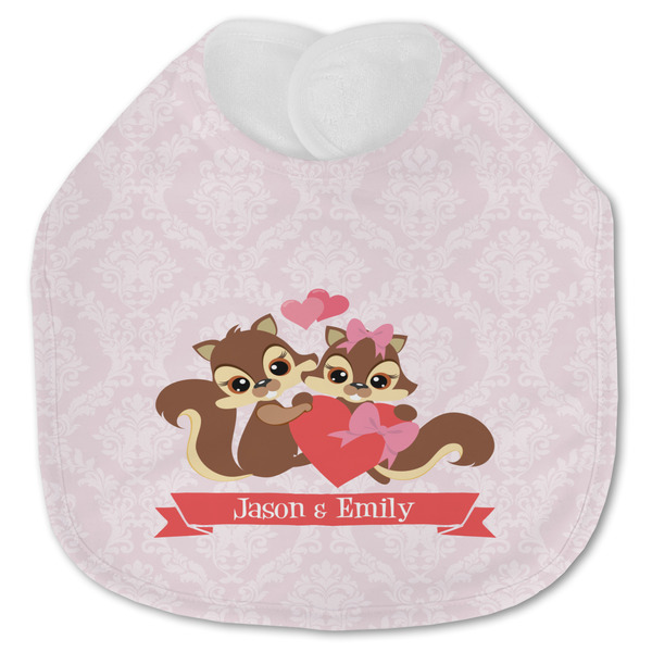 Custom Chipmunk Couple Jersey Knit Baby Bib w/ Couple's Names