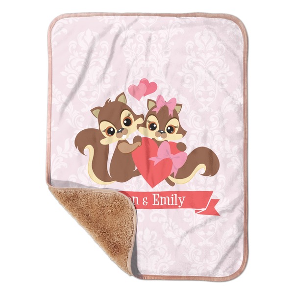 Custom Chipmunk Couple Sherpa Baby Blanket - 30" x 40" w/ Couple's Names