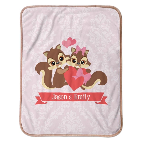 Chipmunk Couple Baby Sherpa Blanket - Flat
