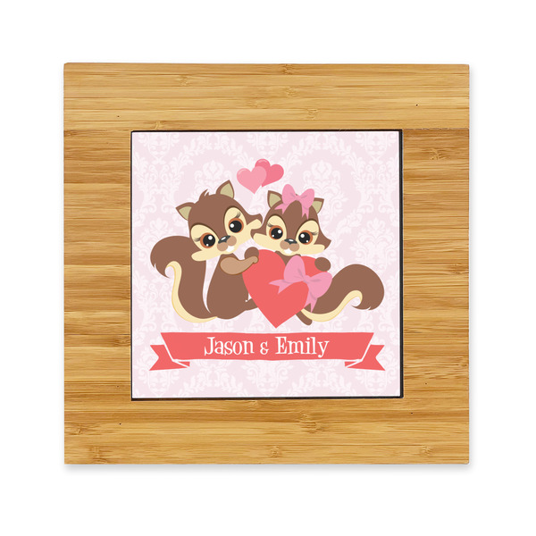 Custom Chipmunk Couple Bamboo Trivet with Ceramic Tile Insert (Personalized)