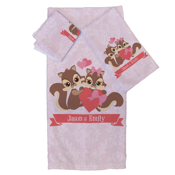Custom Chipmunk Couple Bath Towel Set - 3 Pcs (Personalized)