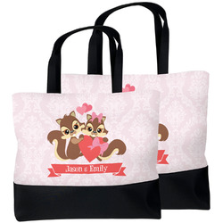 Chipmunk Couple Beach Tote Bag (Personalized)