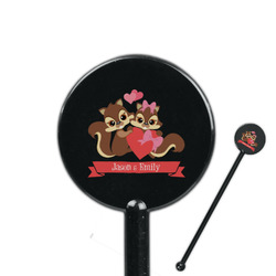 Chipmunk Couple 5.5" Round Plastic Stir Sticks - Black - Single Sided (Personalized)