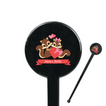 Chipmunk Couple 7" Round Plastic Stir Sticks - Black - Single Sided (Personalized)