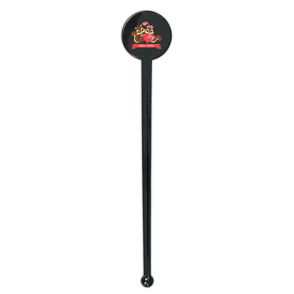 Chipmunk Couple Black Plastic 7" Stir Stick - Round - Single Stick
