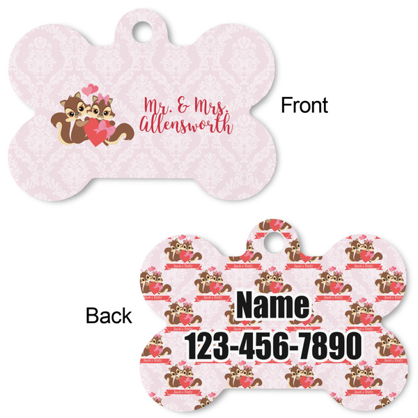 Chipmunk Couple Bone Shaped Dog ID Tag - Large - Approval