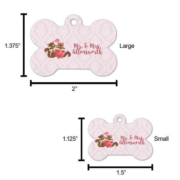 Chipmunk Couple Bone Shaped Dog ID Tag - Large - Scale