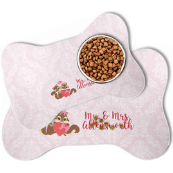 Chipmunk Couple Bone Shaped Dog Food Mat (Personalized)