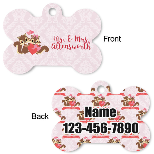 Chipmunk Couple Bone Shaped Dog Tag - Front & Back