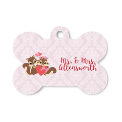 Chipmunk Couple Bone Shaped Dog ID Tag - Small (Personalized)