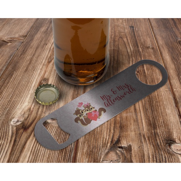 Chipmunk Couple Bottle Opener - In Use