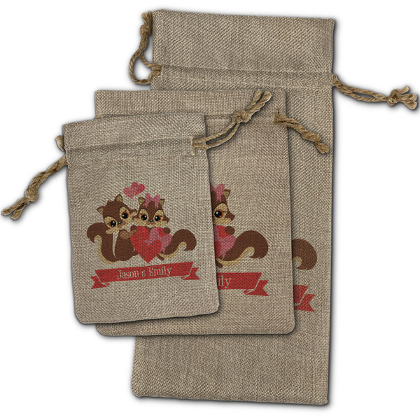 Chipmunk Couple Burlap Gift Bags - (PARENT MAIN) All Three