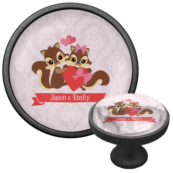 Chipmunk Couple Cabinet Knob - Black - Multi Angle