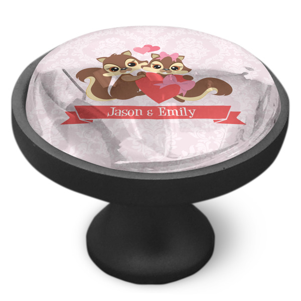 Chipmunk Couple Cabinet Knob - Black - Side