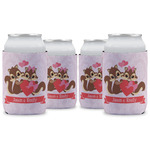 Chipmunk Couple Can Cooler (12 oz) - Set of 4 w/ Couple's Names
