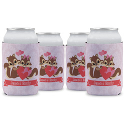 Chipmunk Couple Can Cooler (12 oz) - Set of 4 w/ Couple's Names