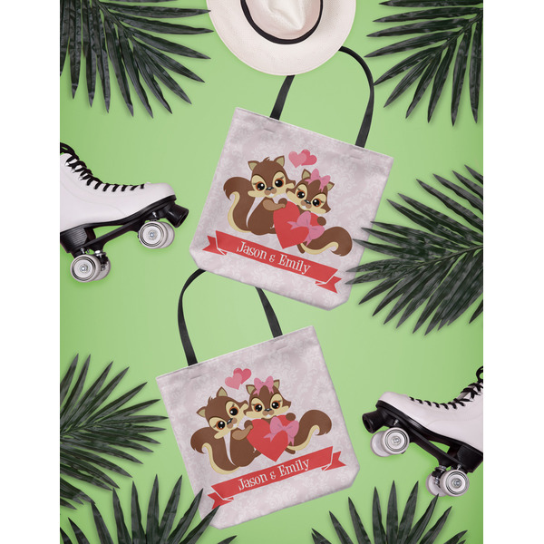 Chipmunk Couple Canvas Tote Lifestyle Front and Back