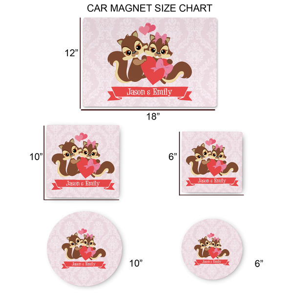 Chipmunk Couple Car Magnets - SIZE CHART