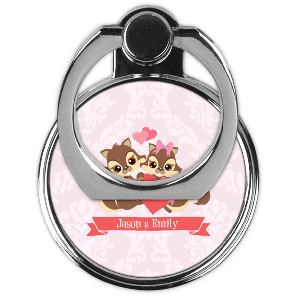 Chipmunk Couple Cell Phone Ring Stand & Holder - Front (Collapsed)