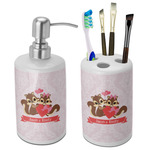 Chipmunk Couple Ceramic Bathroom Accessories Set (Personalized)