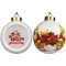 Chipmunk Couple Ceramic Christmas Ornament - Poinsettias (APPROVAL)
