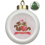 Chipmunk Couple Ceramic Ball Ornament - Christmas Tree (Personalized)