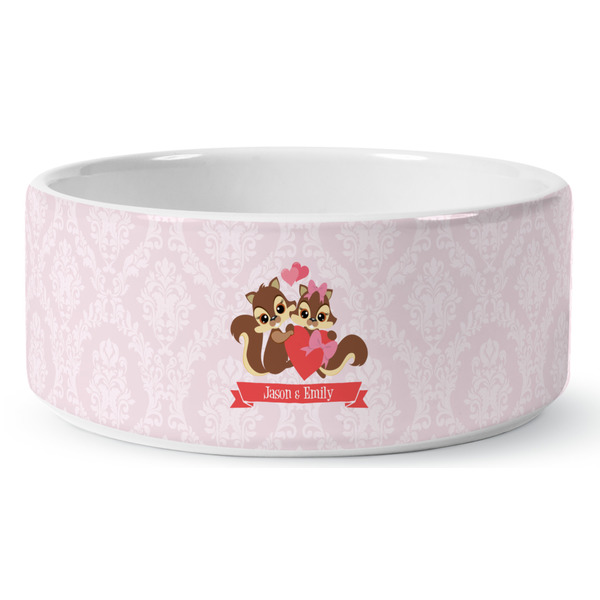 Chipmunk Couple Ceramic Dog Bowl - Medium - Front