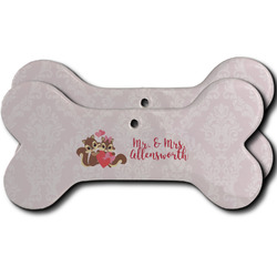 Chipmunk Couple Ceramic Dog Ornament - Front & Back w/ Couple's Names