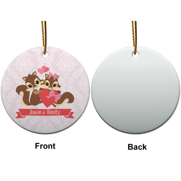 Chipmunk Couple Ceramic Flat Ornament - Circle Front & Back (APPROVAL)