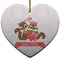 Chipmunk Couple Ceramic Flat Ornament - Heart (Front)