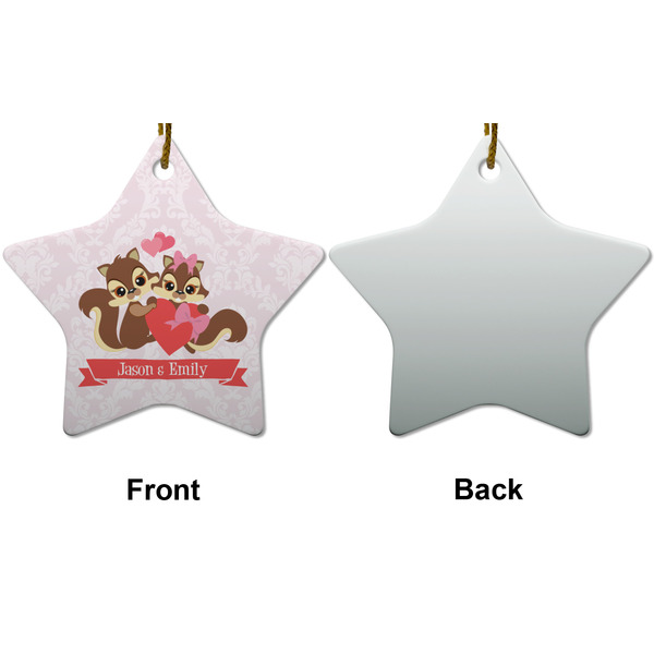 Chipmunk Couple Ceramic Flat Ornament - Star Front & Back (APPROVAL)