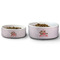 Chipmunk Couple Ceramic Dog Bowls - Size Comparison