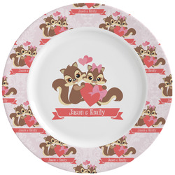 Chipmunk Couple Ceramic Dinner Plates (Set of 4) (Personalized)