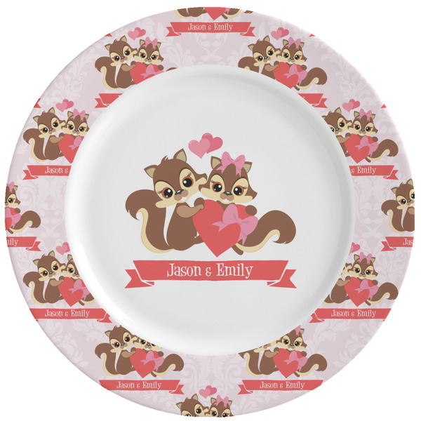 Custom Chipmunk Couple Ceramic Dinner Plates (Set of 4) (Personalized)