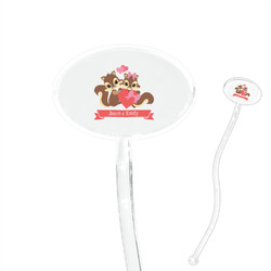 Chipmunk Couple 7" Oval Plastic Stir Sticks - Clear (Personalized)