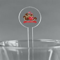 Chipmunk Couple 7" Round Plastic Stir Sticks - Clear (Personalized)