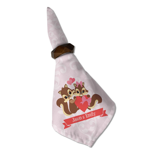 Chipmunk Couple Cloth Napkins - Personalized Dinner (Folded in Ring) (MAIN)