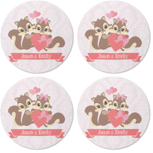 Chipmunk Couple Coaster Round Rubber Back - Apvl