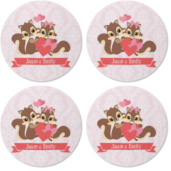 Chipmunk Couple Coaster Round Rubber Back - Apvl
