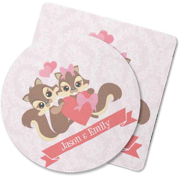 Custom Chipmunk Couple Rubber Backed Coaster (Personalized)