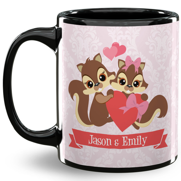 Custom Chipmunk Couple 11 Oz Coffee Mug - Black (Personalized)