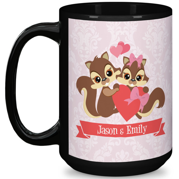 Custom Chipmunk Couple 15 Oz Coffee Mug - Black (Personalized)