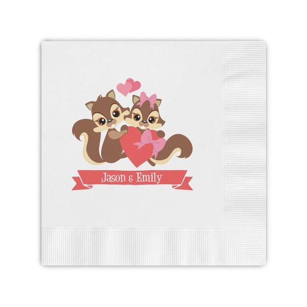Custom Chipmunk Couple Coined Cocktail Napkins (Personalized)